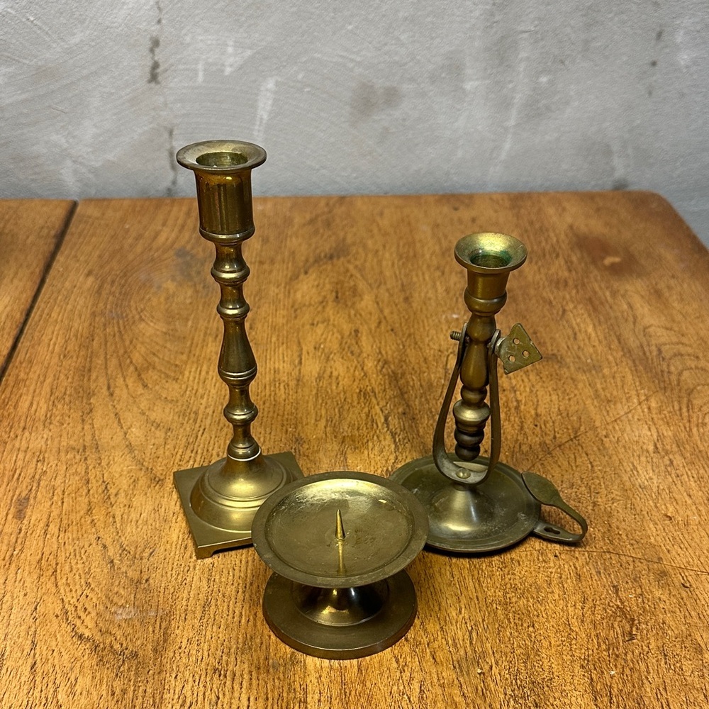 Vintage Brass Candle Holders Set